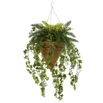 Cycas e Hera Artificial de Plantas em cestos suspensos