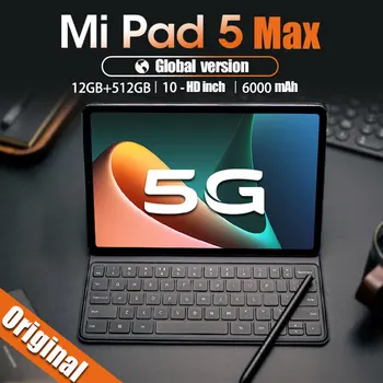 Versão Global Tablet Pad 5 Pro Max 12GB+512GB de 10 Polegadas Tela LCD Windows Tablet Pc da Tabuleta do Andróide 5G WiFi Tablet Snapdragon