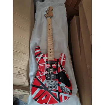 A guitarra elétrica, 5150 preto vermelho e branco listras, corpo de alder, importados Canadense maple escala, em estoque, incluindo correio