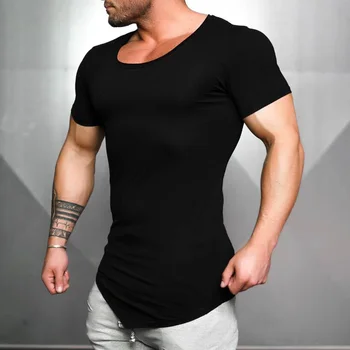 B7171 Mens Fitness Apertado t-shirt de Algodão Slim fit t-shirt dos homens de Musculação