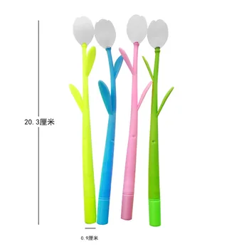Novo 0,38 mm Kawaii Criativo Descoloração Planta de Silicone Tulip Assinatura Canetas de Escrita Suprimentos de Papelaria Office Acessórios