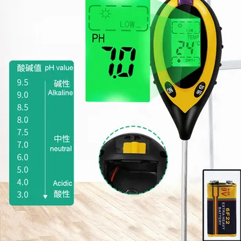 4-Em-1 de Solo de PH Medidor de Umidade/Temperatura/Solo Testador de Intensidade Solar Medidor de Planta de Umidade Com luz de fundo de Jardinagem Plantas Agrícolas