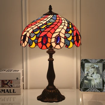 Moderna Tiffany Lâmpada da Tabela do DIODO emissor de Criativo Vitrais Luz da Mesa de Decoração para Casa, Sala, Quarto-de-Cabeceira