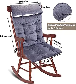 Cadeira de Almofada,Macio Engrossar Cadeira de Balanço Almofada Conjunto com Destacável Travesseiro de Pescoço para Trás de Apoio,Cadeira Confortável Almofada Almofada com Laços