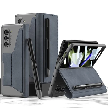 GKK Caneta Titular Bolso de Couro Coque Livro Flip Case Para Samsung Galaxy Z Fold5 Dobre 5