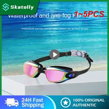 1~5PCS Profissional de Crianças Coloridas de Silicone Anti Fog Óculos de Natação UV Óculos de Natação do Silicone Impermeável Nadar Óculos