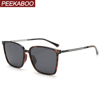 Peekaboo fina óculos de sol polarizados homens TR90 estilo clássico quadrado de óculos de sol para mulheres de condução do metal uv400 verde preto unissex