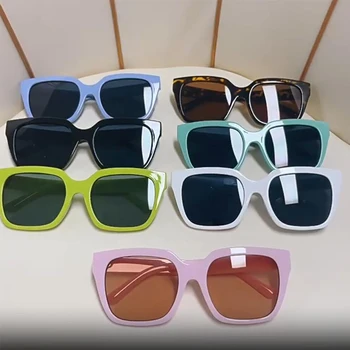Retro Grande Quadro de Candy Colors Mulheres de óculos de sol 2023 Marca Designer Branco Verde Rosa Praça de Óculos de Sol das Senhoras UV400 Óculos