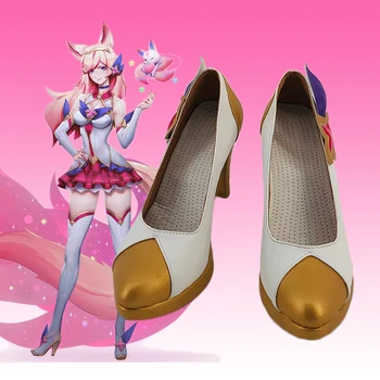 LOL Ahri Cosplay Sapatos de Anime e Jogo League of Legends Cos Golden Tempo de Inicialização Fox Ahri Cosplay Traje Prop Sapatos para Festa de Halloween