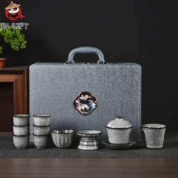 O artesanato tradicional de Kung fu xícara (chá) definir Simples, black ice, crack estilo office home chá de panela xícara (chá) de caixa de presente de teaware conjuntos