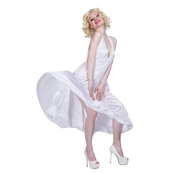 Sexy Branco de Marilyn Monroe, Vestido de Trajes de Halloween para as Mulheres Festa de Carnaval Senhoras Cosplay Traje Engraçado Jogo Clube de Máscaras