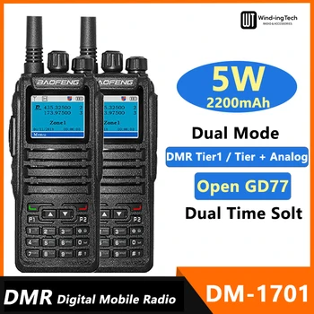 2PCS DMR DM-1701 Baofeng Walkie Talkie Abrir GD77 Modo Dual Analógico E Digital Nível 1+2 Dual Slot de Tempo de Presunto, Duas Vias de Rádio DM-1801