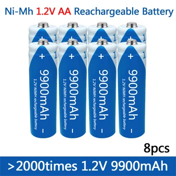alta qualidade AA1.2V 9900mAh 100% de NI-MH bateria Recarregável AA de 1.2 V 9900mAh, lanterna, relógio do brinquedo da bateria de NI-MH + frete grátis