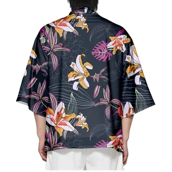 Flor Japonesa De Impressão Quimono Mulher Cardigan Camisa Vintage Yukata Feminino De Praia No Verão Veste Roupas