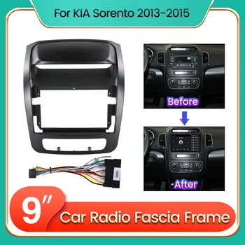 9 polegadas 2 Din Android auto-Rádio cabo de Quadro Kit Para Kia Sorento 2013-2014 2015 Auto Estéreo Traço Fáscia Guarnição Moldura do painel Frontal