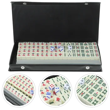 Portátil Mahjong Tabuleiro De Xadrez Viajar Jogo De Favores Do Partido Telhas De Suprimentos Mahjongs Imitação Família Prop Adereços