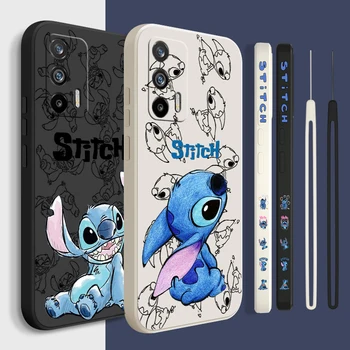 Disney Stitch Animação Para Realme Q5 GT Neo 5 3T 3 XT X3 C55 C30 C21Y C11 C2 Explorer Mestre Líquido Esquerda Corda Caso de Telefone