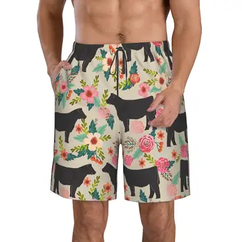 Flor Fazenda de Vacas Homens impressão sungas Seca Rápido Cintura de Cordão de Praia, sungas Board Shorts com o Forro de Malha