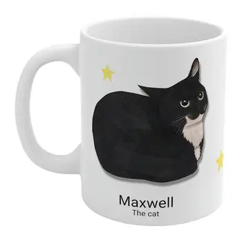 Maxwell, O Gato de Cerâmica Copo de 350 ml Caneca de Café Para o Amante do Gato E da Placa de Base E de Fácil Aderência C Alça em forma de Acessórios de Cozinha