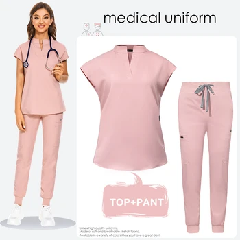 Nova Moda de Medicina da Qualidade dos Uniformes do Hospital de Mulheres de Médicos Enfermeira Esfrega Cirúrgico Conjunto de Laboratório Médico Clínico Uniforme
