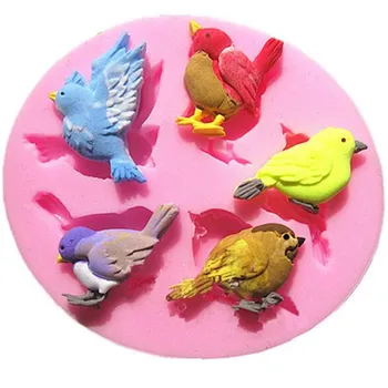 3D Pássaro Moldes de Silicone Cupcake Topper Fondant Molde DIY Cozimento de Decoração do Bolo de Ferramentas de Doces Barro Resina de Chocolate Gumpaste Moldes