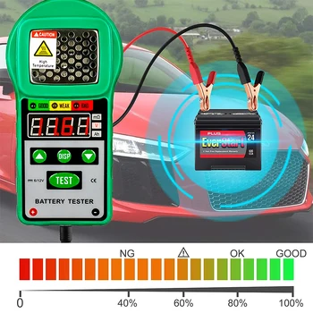 Carro Testador de Bateria 12V C.C. 6V Ferramenta de Diagnóstico do Carro Luzes LED de Arranque e Carregamento Exemplo Testador de Bateria Analisador de Volts Bateria de Ferramentas