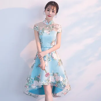 Melhorou Bordado Casamento Cheongsam Mulheres Chinesas Estilo Vintage Vestido De Festa Traje De Noite Elegante Vestidos Formais