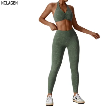 NCLAGEN Verão Impresso Conjunto de Yoga Rápida Secas Execução de Exercícios de Fitness Yoga Terno Para as Mulheres Sutiã Leggings Treino Sexy Sportswear