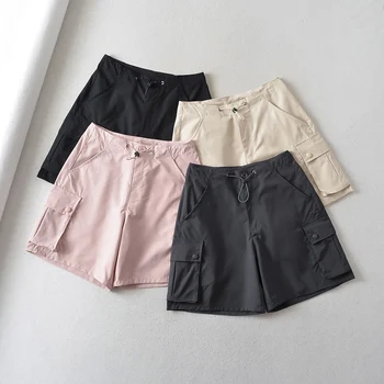 Roupas de verão shorts para as mulheres coreano streetwear japonês y2k preto shorts de carga para mulheres cor-de-rosa shorts folgado bonito