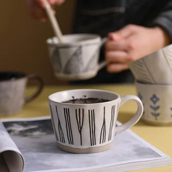 Simples Retro Caneca de Cerâmica Grosseira Cerâmica de Forno Alterar Copo Criativo Xícara de Café, pequeno-Almoço Copa pintados a Mão Casal Copa
