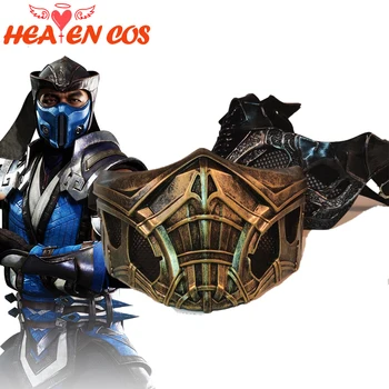HeavenCos Kombat 11 Cosplay De Sub-Zero, Scorpion Látex Gloden Máscara Festa De Halloween Traje Adereços