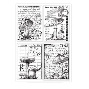 Cogumelos Vintage Claro Selo Carimbo de DIY Scrapbooking Relevo Álbum de Fotos Decorativo de Papel Cartão de Arte Artesanal feito a mão Dom