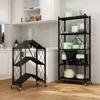 Instalação-Livre De Dobramento De Cozinha Rack Para Equipamentos De Cozinha Multi-Camada De Microondas Cremalheira Do Armazenamento