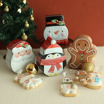 Natal Cookie De Estanho Caixas De Boneco De Gingerbread Man Árvore De Natal Penguin Santa Em Forma De Caixas De Presente De Chocolate, Caixa De Armazenamento