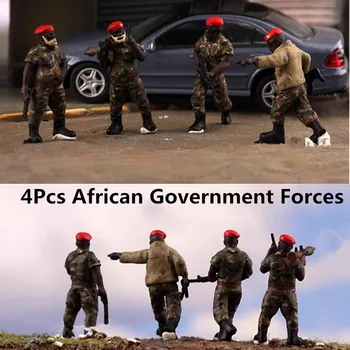 1:72 Modelo de Escala De 4 Pcs Realista Figura de Ação do Governo da África Soldados Bonecas Brinquedos de DIY Cena Coleção de Acessórios de Exibição