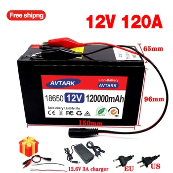 12V 120Ah 18650 bateria de lítio para Painéis de energia Solar 30A built-in de alta corrente BMS de veículos elétricos a bateria +12,6 V carregador