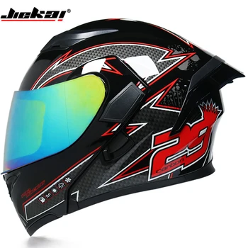 JIEKAI 902 flip up de lente dupla de moto capacete removível e lavável design Aerodinâmico, forro modular capacete CH