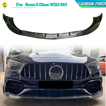 De Fibra de carbono, para-choque Frontal Lip Spoiler Divisores Para a Mercedes Benz Classe E W213 E63 AMG 2021-2024 Carro da Frente Lábio Protetor de Queixo