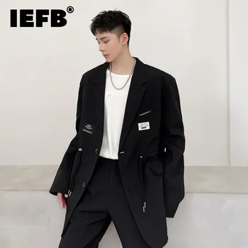 IEFB Homens Cordão de Amarrar paletó coreano Masculino Blazers 2023 Outono de Novos Nichos de Design de Lapela Casual de Moda Outwear 9A7502
