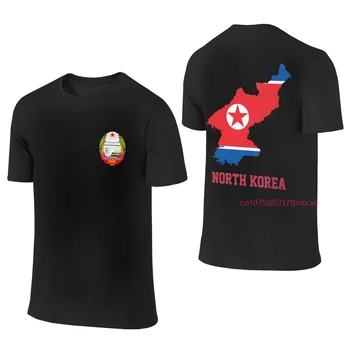 100% Algodão Coreia do Norte Bandeira Mapa Emblema Duplo Impresso T-Shirt Homens Mulheres Verão Casual Manga Curta Harajuku T-shirt S-6XL