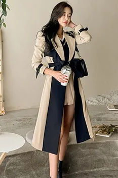 Inverno Cáqui Trench Coat De Design Coreano Mulheres Casacos De Roupas De Cintura Alta Estilo Coreano Longo Casaco De Trincheira