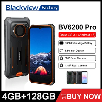 Blackview BV6200 Pro 4GB+128GB 13000mAh Android 13 6.56 polegadas Com 18W Carga Rápida NFC