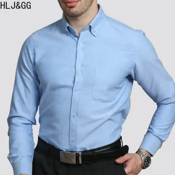 HLJ&GG Homens de Negócios de Mangas compridas Vestido Formal Camisa de Homem Casual Soild Nenhuma Cor de Engomadoria Único Breasted Camisas de Verão 2023 Novo