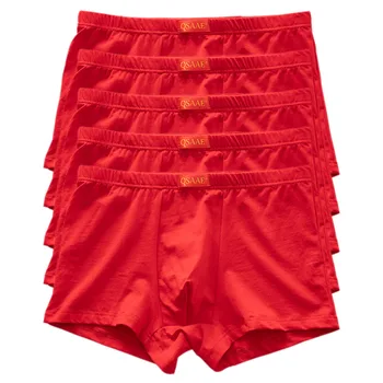 5pcs/lote do sexo Masculino calcinha vermelha cottonre boxers calcinha confortável homens de cuecas da marca de roupa interior shorts homem boxer tamanho L-10XL QS7503