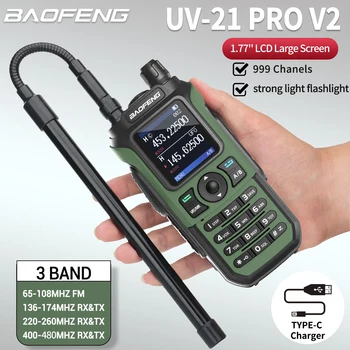 Baofeng UV-21 Pro V2 Walkie Talkie Impermeável 16 KM sem Fio de Longo Alcance Cópia de Frequência UV-5R Duas Vias de Presunto de Rádio Com Antena