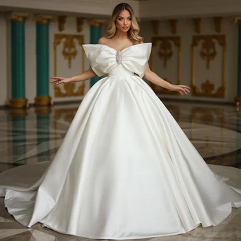 A Elegante Linha De Vestidos De Noiva Com Laço Arábia Saudita Frisos Vestido De Noiva Branco De Princesa Para As Mulheres Personalizar Para Medidas De 2023