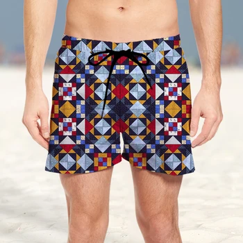 2023 Verão Novo Clássico masculino Elemento Padrão de Praia 3D Shorts da Moda de Secagem Rápida Resort Tropical Jungle Estilo de Shorts
