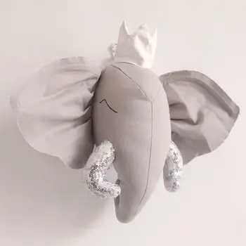 3D Senti Animais Cabeça Criativa Artesanal para Decoração de quartos de Criança, Quarto de fundo do Quarto do Bebê, Macio Instalar adereços Foto