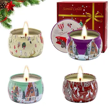 Natal Velas Perfumadas Gift Set de 4pcs Pequenas Velas Definido Para o Natal Decorativa Saudável E de Longa Duração Mini Velas Perfumadas