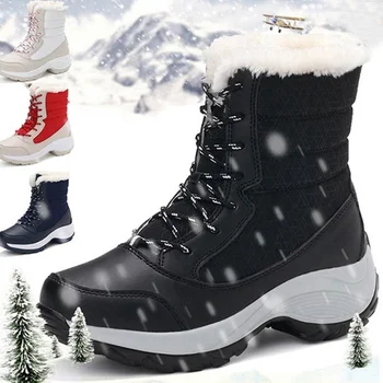 Sapatos de inverno Impermeável Botas de Mulheres Botas de Neve de Tornozelo de Pelúcia Quente Botas Para Mulheres Femininas de Pelúcia sapatos Botas Botas Mujer